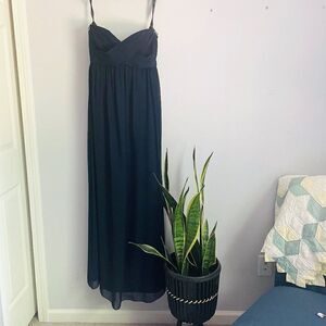 Will Levkoff Long Navy Blue Chiffon Strapless Gown 10